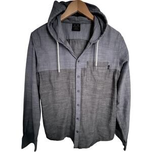 Oakley Hooded Button Front Long Sleeve Shirt Mens Medium Gray